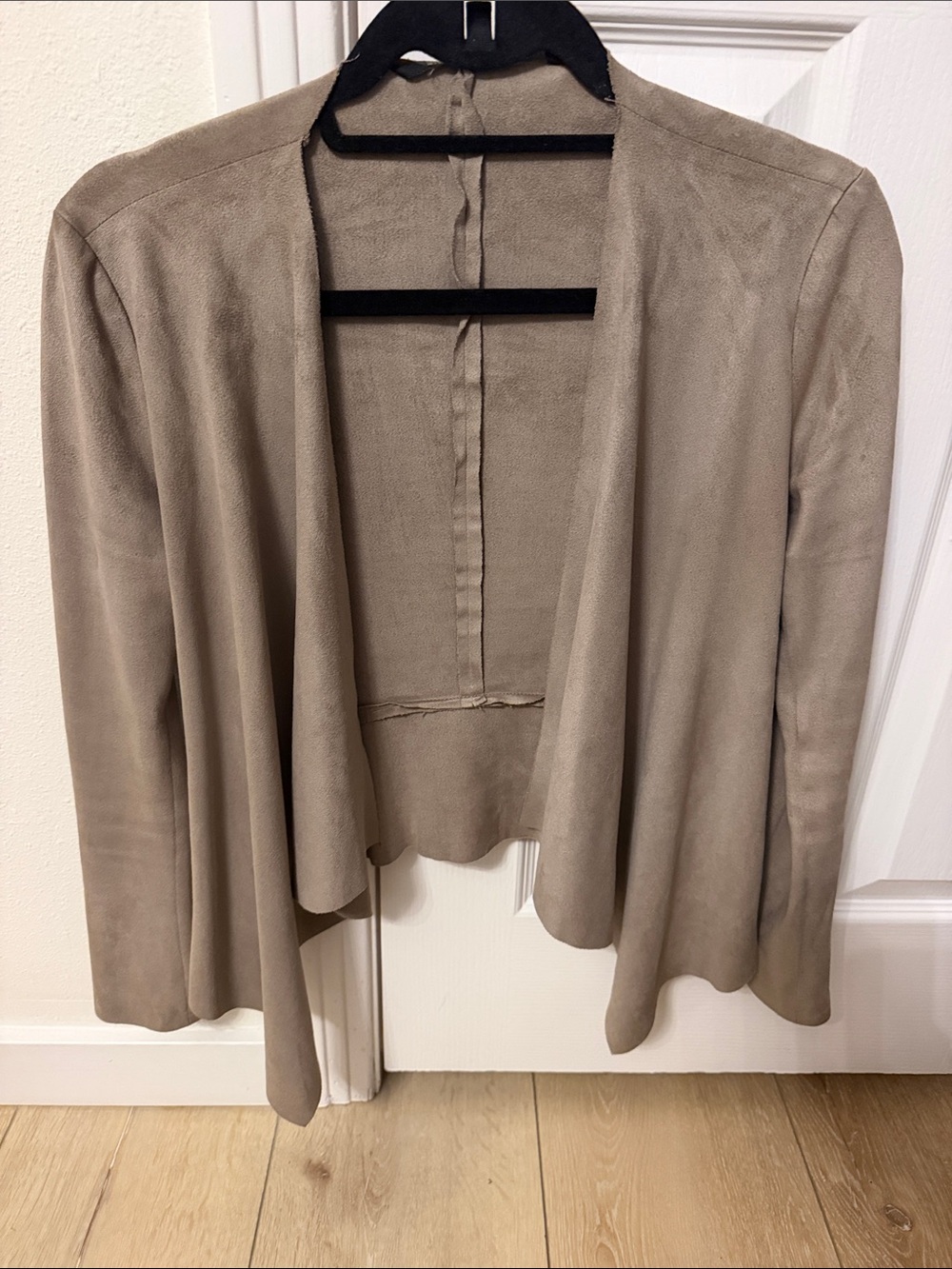 Zara Taupe Open-Front Draped Jacket Size XS